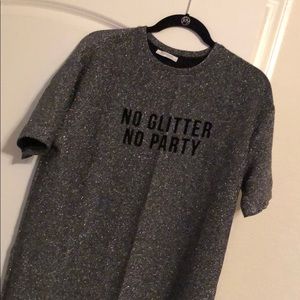 No Glitter No Party tshirt dress-ZARA